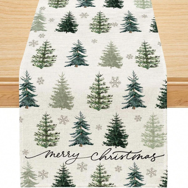 Assorted Christmas Trees Table Runner