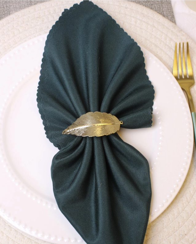 Golden Leaf Napkin Rings (Set of 4)